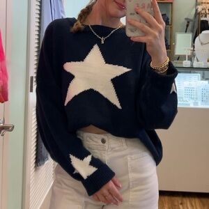 Star Patterned Navy Sweater
